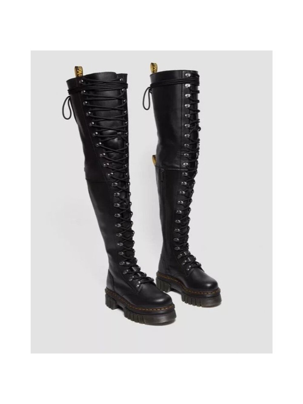 Dr. Martens Audrick 22i Size 6 Women Extreme Lace Knee High Platform Boot Black - Picture 3 of 8